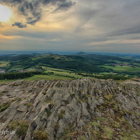 Rhoen 007 Basaltbloecke, Abtsrodaer Kuppe, Biosphaerenreservat, Rhoen, Hessen, Deutschland, Germany