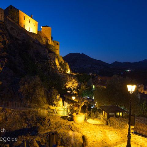 Korsika 005 Blaue Stunde an der Zitadelle in Corte, Corsica, Corse, Korsika, Frankreich, France